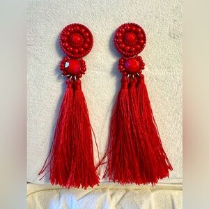 Forever 21 Vibrant Red Tassel Earrings